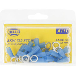 Žiedinė jungtis, mėlyna, 1,5–2,5 mm² Ø8,4 mm, A serija, lizdinė plokštelė (25x), Hella 8KW732577003