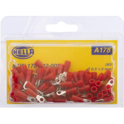 Žiedinė jungtis, raudona, 0,5–1,5 mm² Ø3,2 mm, A serija, lizdinė plokštelė (100x), Hella 8KW178042002