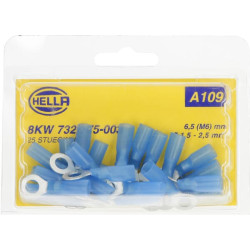 Žiedinė jungtis, mėlyna, 1,5–2,5 mm² Ø6,5 mm, A serija, lizdinė plokštelė (25x), Hella 8KW732575003
