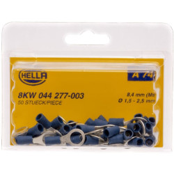 Žiedinė jungtis, mėlyna, 1,5–2,5 mm² Ø8,4 mm, A serija, lizdinė plokštelė (50x), Hella 8KW044277003