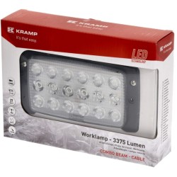 Case - IH CS150 LA80300 Darbinis šviesos diodas, 27W, 3375lm, stačiakampis, 10-30V, baltas, AMP kištukas, Combo, 18 LED, Kramp