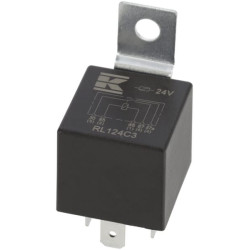 Mini relė 24V, perjungiklis, 30A/40A, su laikikliu RL124C3
