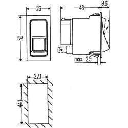 Svirtis jungiklis, (I)-0-II, 6 kontaktų, be komforto funkcijos 6FH004570541