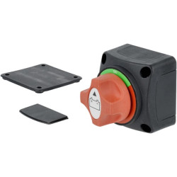 Akumuliatoriaus jungiklis kvadratinis, juodas, M10, 12/24V, 300A/1000A (5sek), IP54 SW10006KR