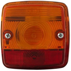 Case - IH 633 2SW003014131 Galinis kvadratinis žibintas, 12/24V, raudona/oranžinė, užsukamas, 84x51x84mm, Hella