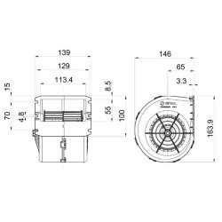 Vienas pūstuvas ant adapterio plokštės 12V, 009-A70-74D GR RPA3 VCB 30000556B