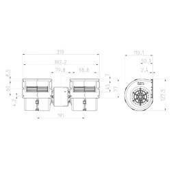 Dvigubas pūstuvas 12V, 008-A45-02 30000452
