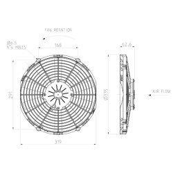 Ventiliatorius 12V, 305mm, VA10-AP50/C-25S 30101505A