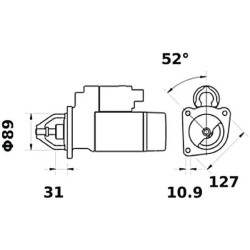 Starteris 12V, 3,0 kW, 9 dantų, CW, Mahle IS0552