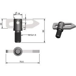 Užrakto užraktas M12x1,75x25mm Ø18mm 770041KR