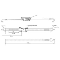 Reketinis dirželis su Type 75, J-Hook 10m TS2075100E