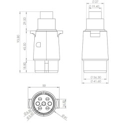 Priekabos kištukas 7 kontaktų, aliuminis, 12V, varžtiniai gnybtai (pak. 10 vnt) TR00007KRPACK