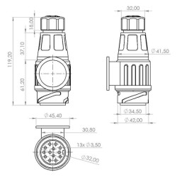 Priekabos kištukas 13 kontaktų, plastikinis, 12V, ilgo tipo, varžtiniai gnybtai (pak. 10 vnt) TR00005KRPACK