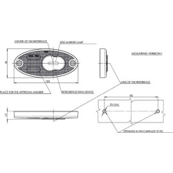 Žymeklis LED, ovalus, 12/24V, gintaras, užsukamas, 102x46mm, Waś 1400300308P