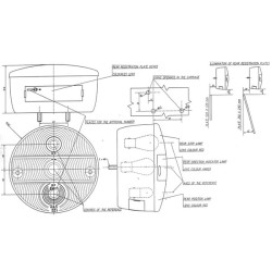 Galinis žibintas LH apvalus, 12/24V, gintarinis/raudonas, užsukamas, Ø 142mm, Waś 1400681200