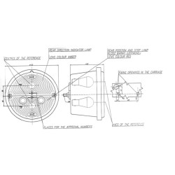 Galinis dešinys apvalus žibintas, 12/24V, gintarinis/raudonas, užsukamas, Ø 132mm, Waś 1400681110