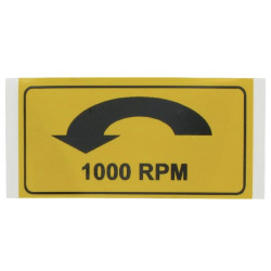 Lipdukas įspėjamasis ženklas Kardaninis velenas 1000: 1000 RPM kairėje 75x38mm WB000023