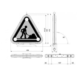 Triflash LED 10-30V 500mm I klasė, 3m laidas, rankinis keltuvas 2090L51200