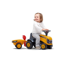 Baby JCB važiuojamasis traktorius su priekaba, grėbliu ir kastuvu F215C