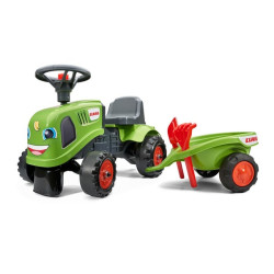 Mažas Claas traktorius su priekaba, grėbliu ir kastuvu F212C