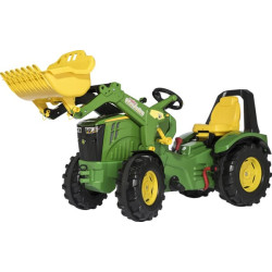Pedalinis traktorius su priekiniu krautuvu, John Deere 8400R su stabdžiu ir pavaromis, nuo 3 metų amžiaus, Rolly Toys R65107 rol