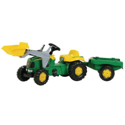 Pedalinis traktorius su priekiniu krautuvu ir priekaba, John Deere, nuo 2,5 m., rollyKid by Rolly Toys R02311
