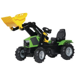 Pedalinis traktorius su priekiniu krautuvu, Deutz Fahr, su pneumatiniais ratais, nuo 3 metų, rollyFarmtrac by Rolly Toys R61121