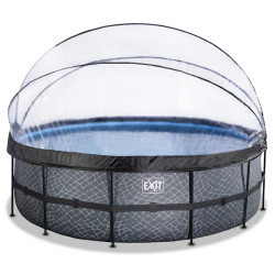 Karkasas Baseinas ø450x122cm (12v smėlio filtras) akmuo pilkas+kupolas 30471500EX