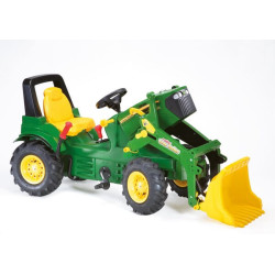 Pedalinis traktorius su priekiniu krautuvu, John Deere 7930 su stabdžiu, pavaromis ir pneumatiniais ratais, nuo 3 metų amžiaus, 