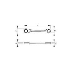 Plokščias žiedinis terkšlinis raktas 17x19 mm 4R1719GED
