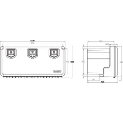 Įrankių dėžė 500x1030x455 mm, 155,5 l talpos, juodas polipropilenas, Welvet 81008, Daken V5060