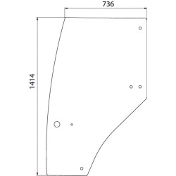 Case - IH CX80 192003A6KR Kairiųjų durų stiklas