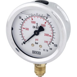 Glicerino manometras 63 mm 160 bar, montuojamas apačioje B711W063160D
