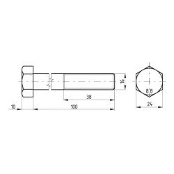 Šešiakampis varžtas DIN931 M16x100 plienas 8.8 Kramp 02101610088
