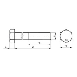 Šešiakampis varžtas DIN931 M6x45 plienas 8.8 Kramp 02100604588