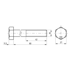 Šešiakampis varžtas DIN931 M18x80 plienas 8.8 Kramp 02101808088