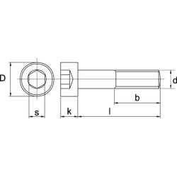 Šešiakampis varžtas su vidine galvute DIN912 M8x80, plienas 8.8 Kramp 912880B