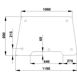Case - IH 833 D7402 Pakreipiamas priekinis stiklas