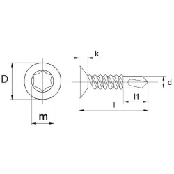 Savisriegis varžtas 6,3x100 mm TX30 įleidžiama galvute, DIN 7504 Kramp 7504PTEK63100T30