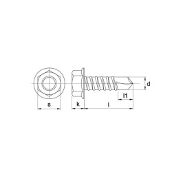Savisriegis varžtas 6,3x50 mm, 10 mm flanšo šešiakampė galvutė, nerūdijantis plienas, DIN 7504 Kramp 7504K6360RVS