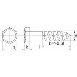Medsraigtis 8x65 mm, 13 mm šešiakampė galvutė, DIN 571 Kramp 571865P100