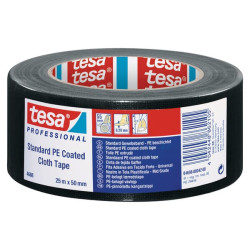 Juosta, audinio, standartinė, su PE danga, juoda, 25 m x 50 mm, TesaBAND® T046880004200