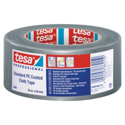 Juosta, audinio, standartinė, su PE danga, pilka, 25 m x 50 mm, TesaBAND® T046880004700