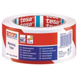 Juosta, įspėjamoji, grindų žymėjimo, raudona/balta, 33 m x 50 mm Tesa® T607600008815