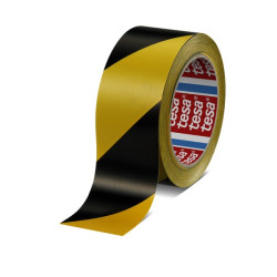 Juosta, įspėjamoji, grindų žymėjimo, juoda/geltona, 33 m x 50 mm Tesa® T607600008715