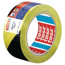 Juosta, įspėjamoji, grindų žymėjimo, juoda/geltona, 33 m x 50 mm Tesa® T607600008715