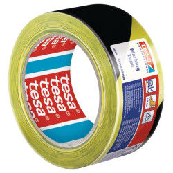 Juosta, įspėjamoji, grindų žymėjimo, juoda/geltona, 33 m x 50 mm Tesa® T607600008715