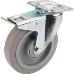 Pasukamas ratukas, guminis ratas: Ø200x46mm, su stabdžiu, plokštelės tvirtinimas: 137x105mm, apkrova: 400kg, Tente 3477UFP200P63