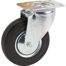 Pasukamas ratukas, guminis ratas: Ø125x37mm, plokštelės tvirtinimas: 105x85mm. Apkrova: 100kg, Tente 3470DVJ125P62.