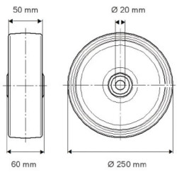 Ratas 250 mm IEP250502060